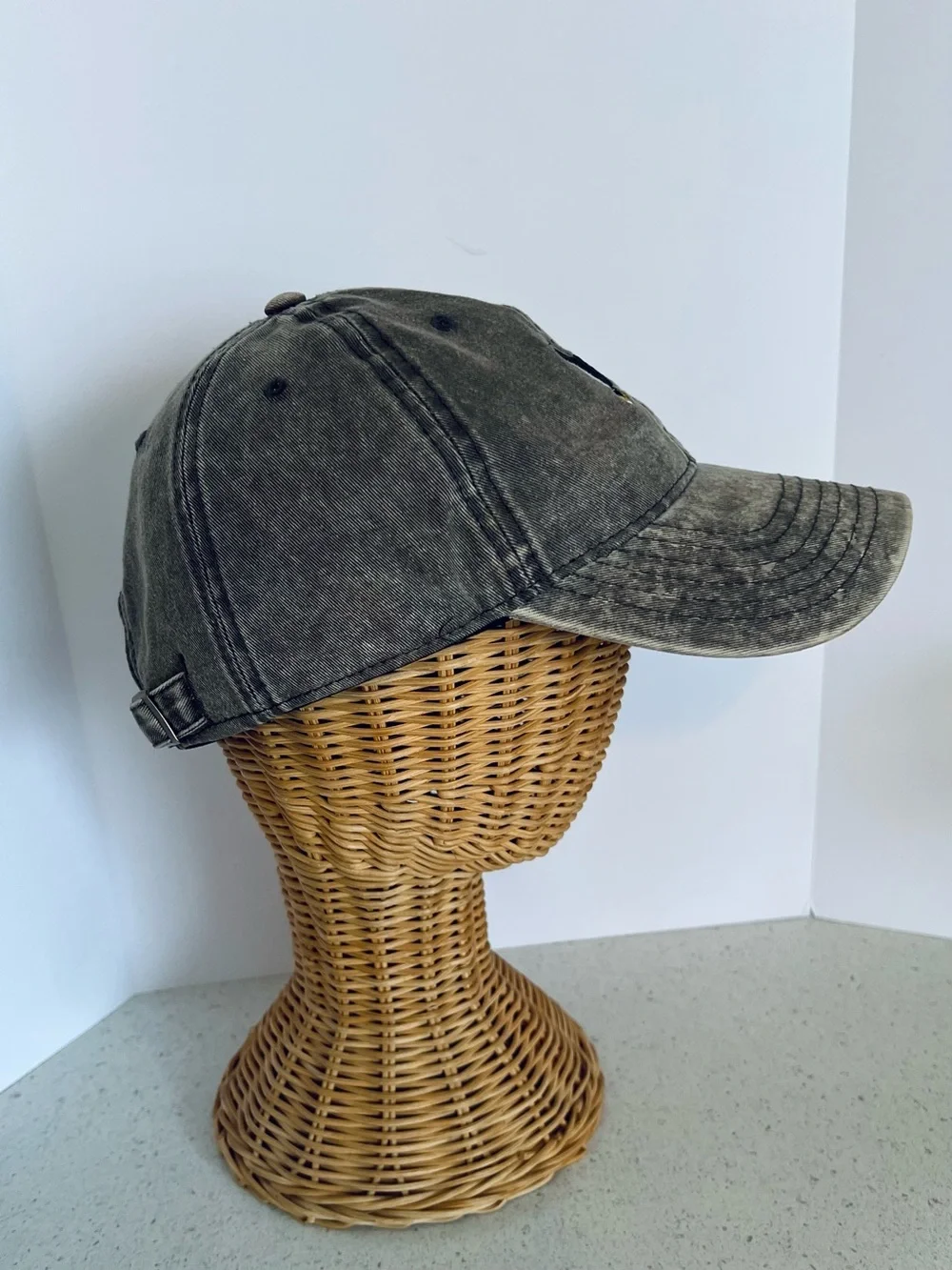 Bernese Mountain Dog Embroidered Baseball Cap Grey Denim Adjustable Hat One Size
